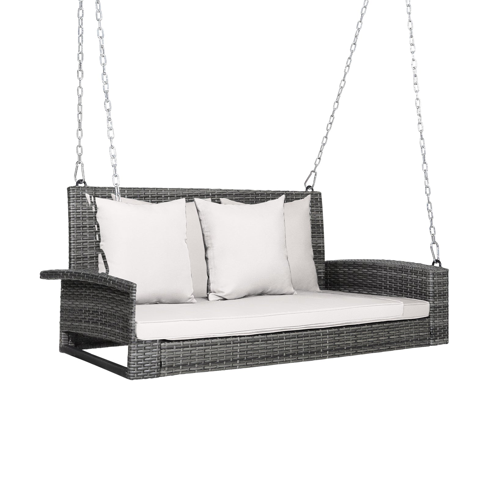 2-Person Patio PE Wicker Hanging Porch Swing Bench Chair Cushion 800 Pounds, White Porch Swings White at Gallery Canada