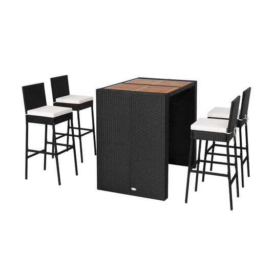 5 Pieces Patio Acacia Wood Dining Set, Black Patio Bar Furniture Black at Gallery Canada