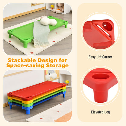 Pack of 4 Colorful Kids Stackable Naptime Cot, Multicolor Toddler Beds at Gallery Canada