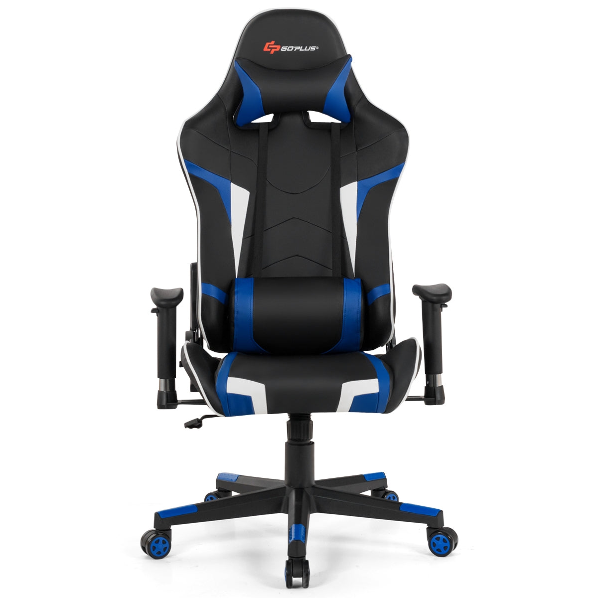 Reclining Swivel Massage Gaming Chair with Lumbar Support, Blue Gaming Chairs at Gallery Canada