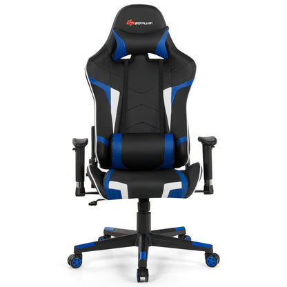 Reclining Swivel Massage Gaming Chair with Lumbar Support, Blue Gaming Chairs at Gallery Canada