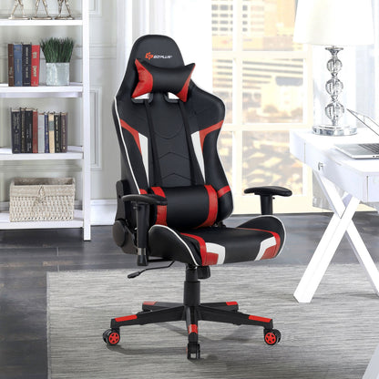 Reclining Swivel Massage Gaming Chair with Lumbar Support, Red Gaming Chairs at Gallery Canada