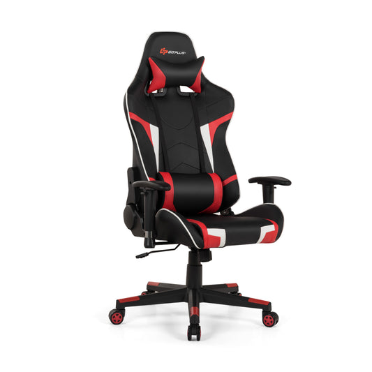 Reclining Swivel Massage Gaming Chair, Lumbar Support, Red Gaming Chairs Red at Gallery Canada