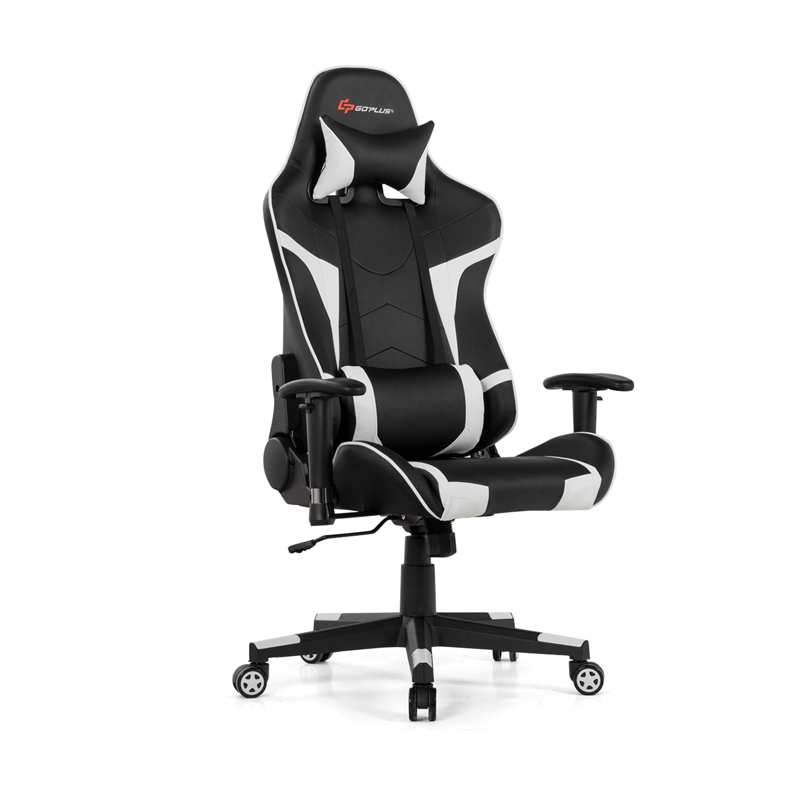 Reclining Swivel Massage Gaming Chair with Lumbar Support, White Gaming Chairs at Gallery Canada