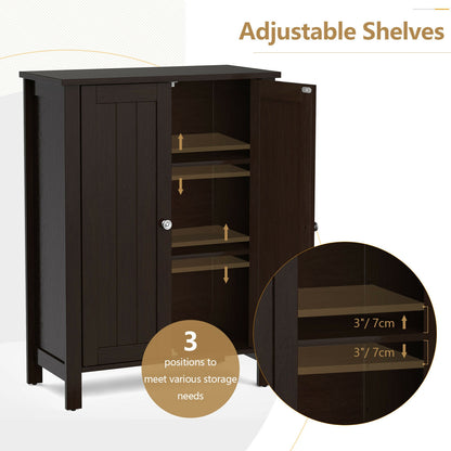 2-Door Bathroom Floor Storage Cabinet Space Saver Organizer, Brown Floor Cabinets at Gallery Canada