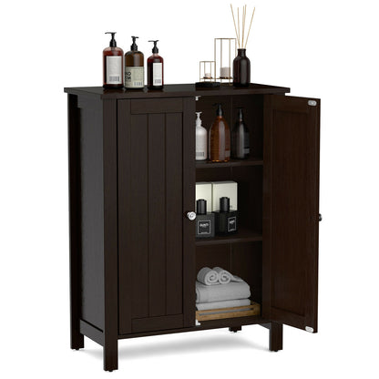 2-Door Bathroom Floor Storage Cabinet Space Saver Organizer, Brown Floor Cabinets at Gallery Canada