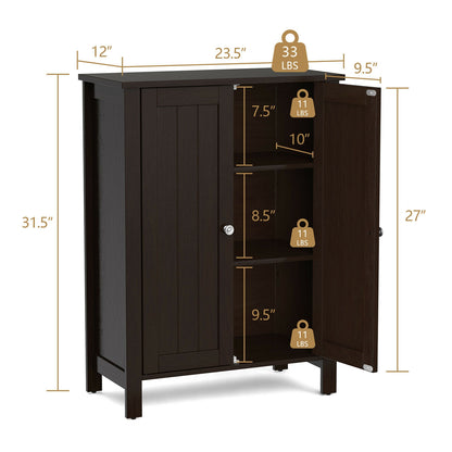 2-Door Bathroom Floor Storage Cabinet Space Saver Organizer, Brown Floor Cabinets at Gallery Canada