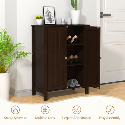 2-Door Bathroom Floor Storage Cabinet Space Saver Organizer, Brown Floor Cabinets at Gallery Canada