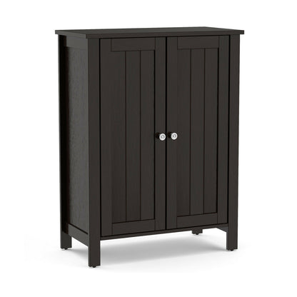 2-Door Bathroom Floor Storage Cabinet Space Saver Organizer, Brown Floor Cabinets at Gallery Canada