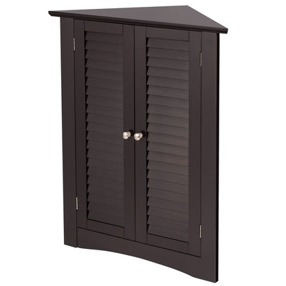 Corner Storage Cabinet, Freestanding Floor, Shutter Door, Brown Floor Cabinets at Gallery Canada