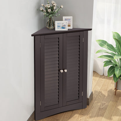 Corner Storage Cabinet, Freestanding Floor, Shutter Door, Brown Floor Cabinets at Gallery Canada