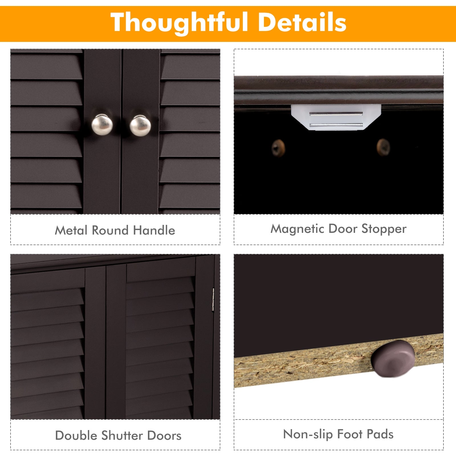 Corner Storage Cabinet, Freestanding Floor, Shutter Door, Brown Floor Cabinets at Gallery Canada
