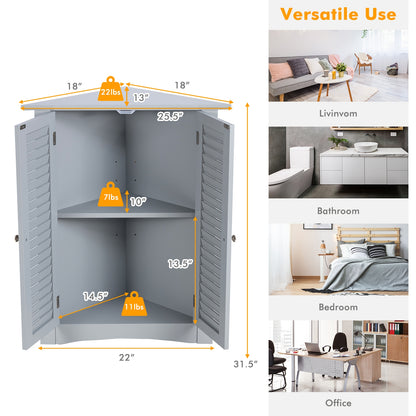 Freestanding Bathroom Corner Cabinet, Shutter Door, Gray Floor Cabinets at Gallery Canada