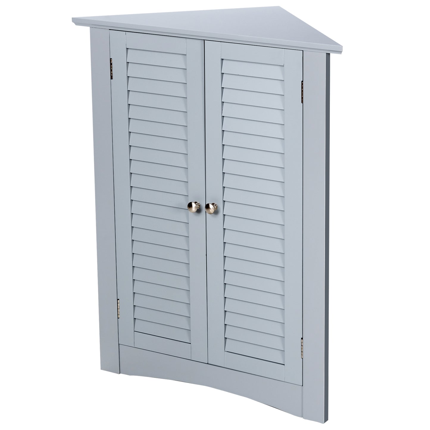 Freestanding Bathroom Corner Cabinet, Shutter Door, Gray Floor Cabinets at Gallery Canada