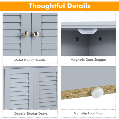 Freestanding Bathroom Corner Cabinet, Shutter Door, Gray Floor Cabinets at Gallery Canada