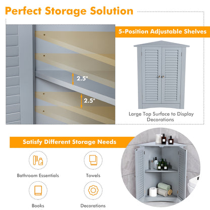 Freestanding Bathroom Corner Cabinet, Shutter Door, Gray Floor Cabinets at Gallery Canada