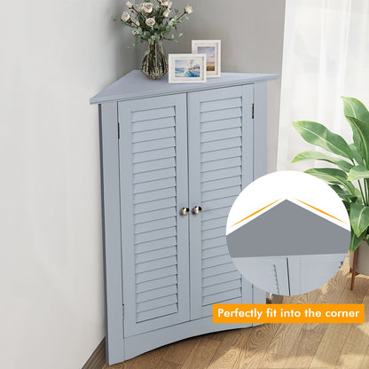 Freestanding Bathroom Corner Cabinet, Shutter Door, Gray Floor Cabinets at Gallery Canada