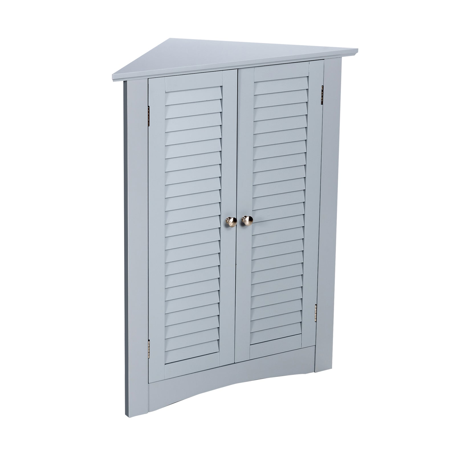Freestanding Bathroom Corner Cabinet, Shutter Door, Gray Floor Cabinets at Gallery Canada