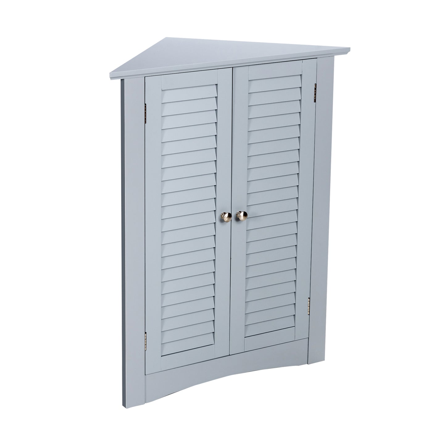 Freestanding Bathroom Corner Cabinet, Shutter Door, Gray Floor Cabinets at Gallery Canada