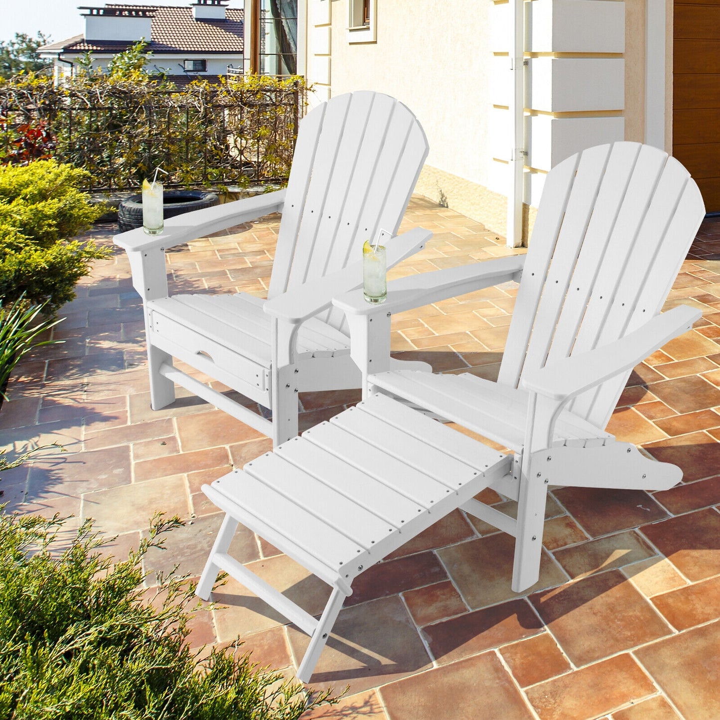 Patio HDPE Adirondack Chair with Retractable Ottoman, White Adirondack Chairs at Gallery Canada