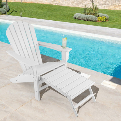 Patio HDPE Adirondack Chair with Retractable Ottoman, White Adirondack Chairs at Gallery Canada