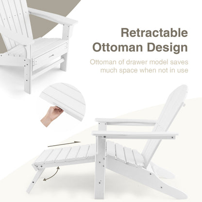 HDPE Adirondack Chair With Retractable Ottoman, White Adirondack Chairs at Gallery Canada