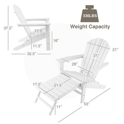 Patio HDPE Adirondack Chair with Retractable Ottoman, White Adirondack Chairs at Gallery Canada