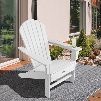 Patio HDPE Adirondack Chair with Retractable Ottoman, White Adirondack Chairs at Gallery Canada