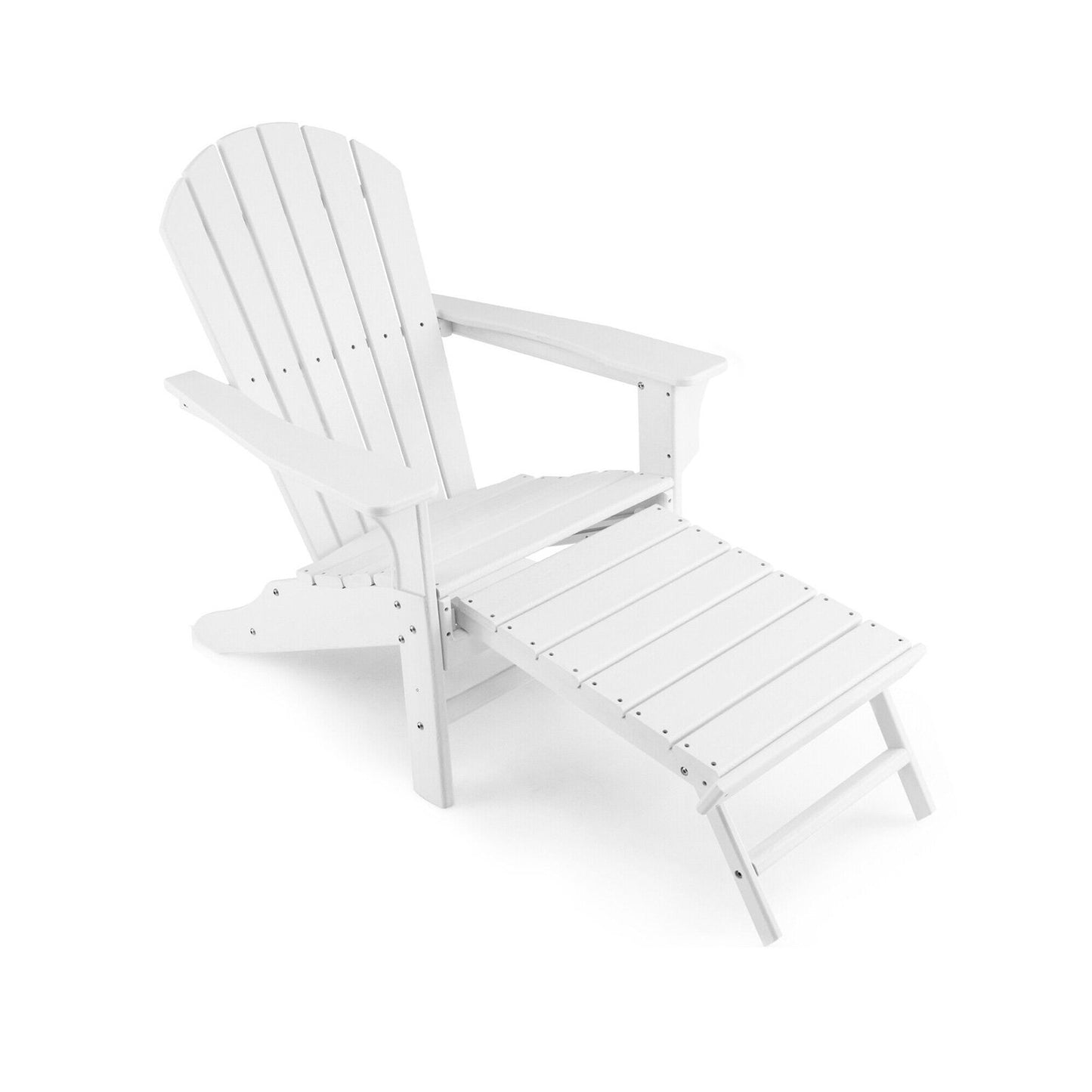 Patio HDPE Adirondack Chair with Retractable Ottoman, White Adirondack Chairs White at Gallery Canada