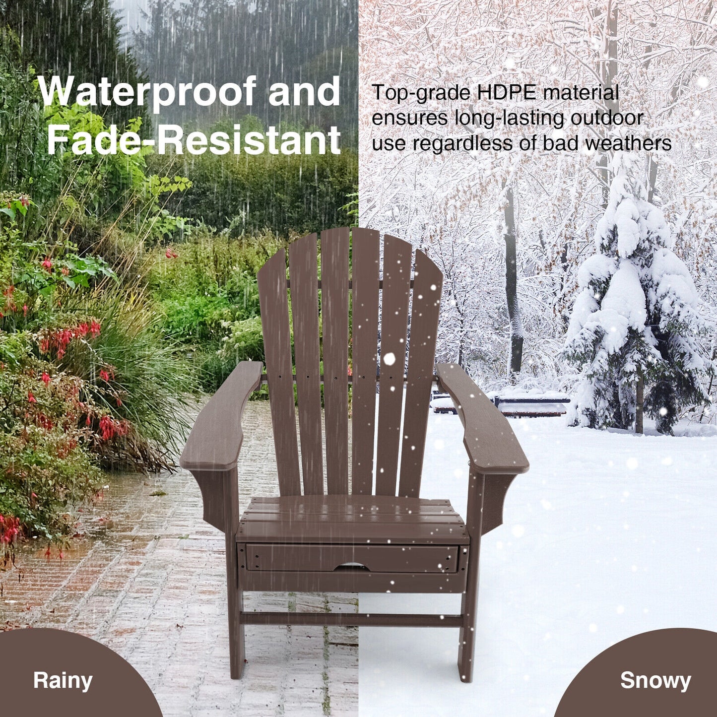 Patio HDPE Adirondack Chair with Retractable Ottoman, Brown Adirondack Chairs at Gallery Canada