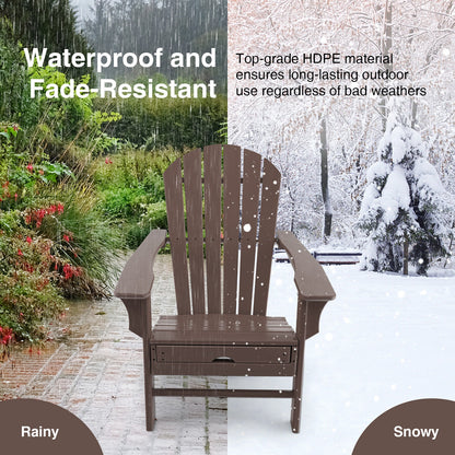 Patio HDPE Adirondack Chair with Retractable Ottoman, Brown Adirondack Chairs at Gallery Canada