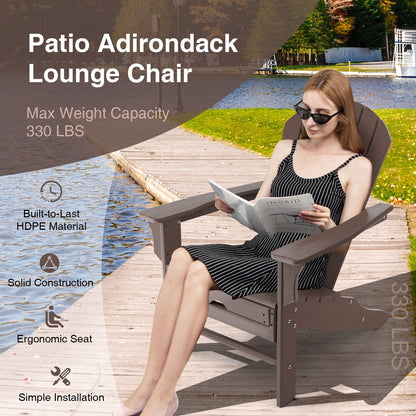 Patio HDPE Adirondack Chair with Retractable Ottoman, Brown Adirondack Chairs at Gallery Canada