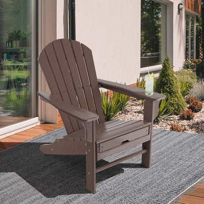 Patio HDPE Adirondack Chair with Retractable Ottoman, Brown Adirondack Chairs at Gallery Canada