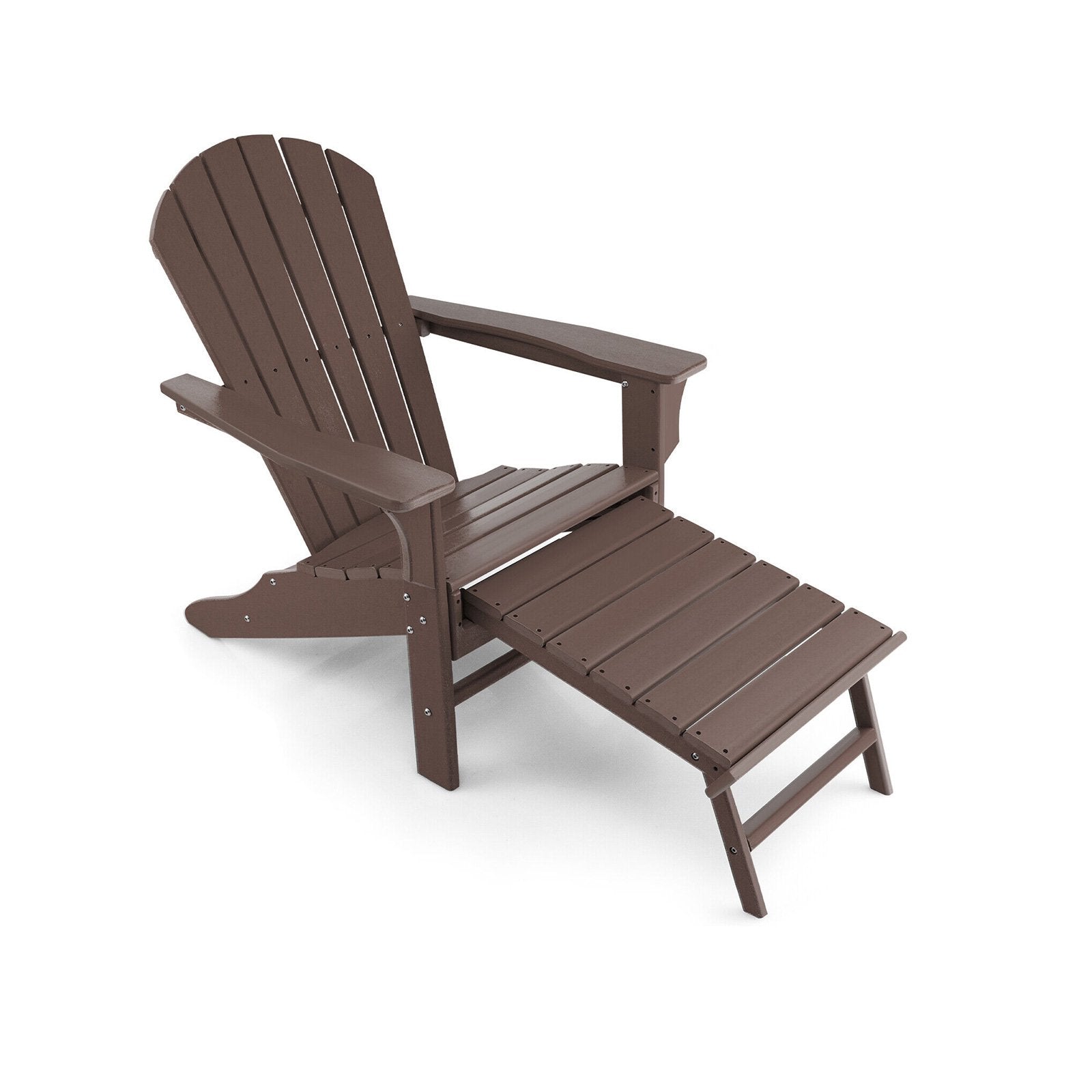Patio HDPE Adirondack Chair with Retractable Ottoman, Brown Adirondack Chairs Brown at Gallery Canada