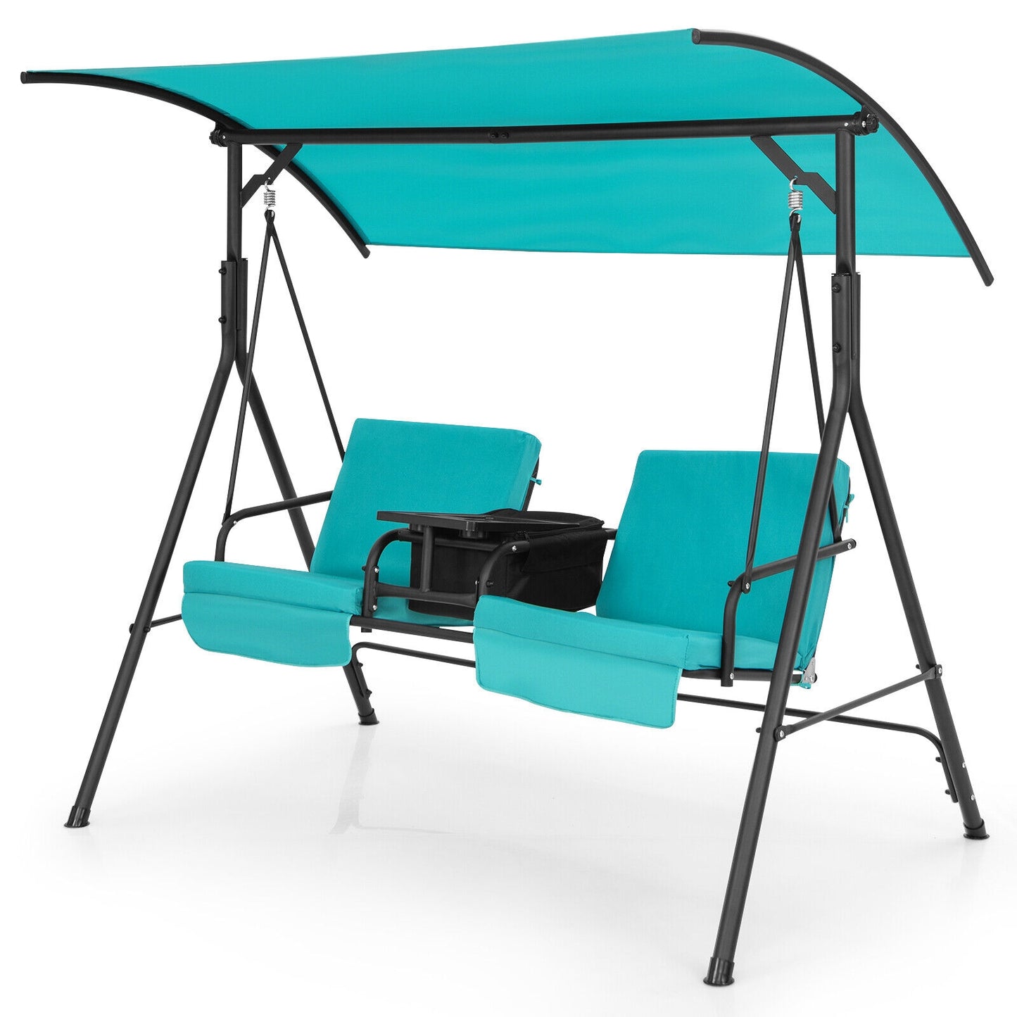 Porch Swing Chair with Adjustable Canopy, Turquoise Porch Swings at Gallery Canada