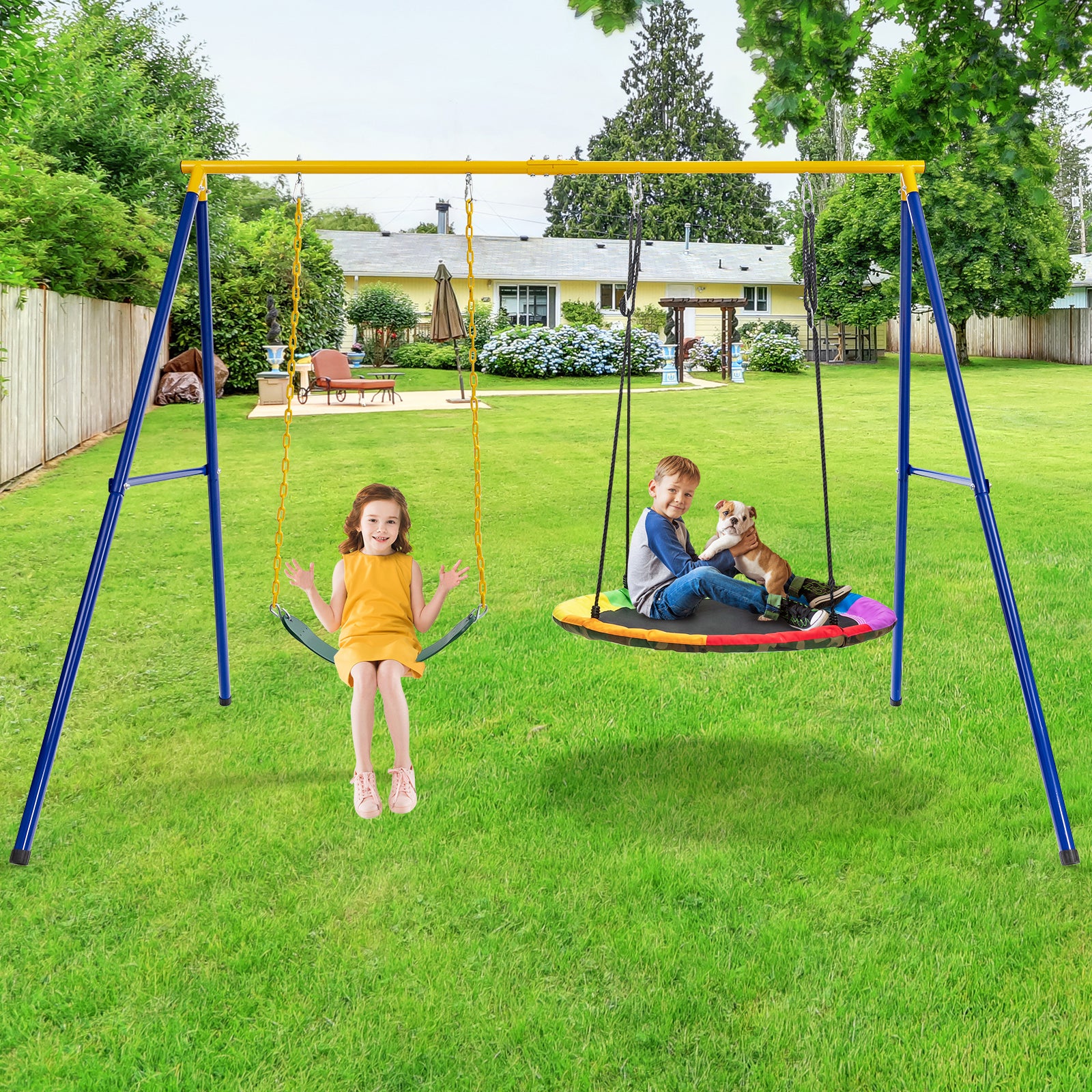 Extra-Large A-Shaped Swing Stand, 660 LBS, Anti-Slip Footpads, Yellow Swing & Playsets at Gallery Canada