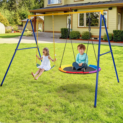 660 LBS Extra-Large A-Shaped Swing Stand with Anti-Slip Footpads (Without Seat), Yellow - Gallery Canada