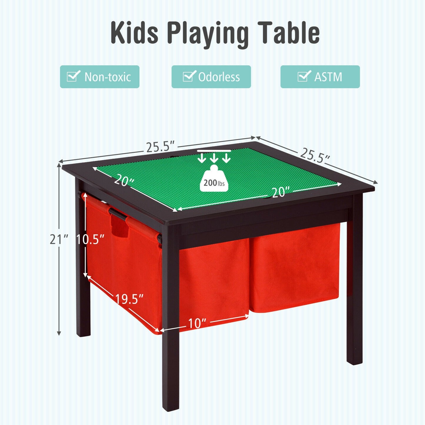 2-in-1 Kids Double-sided Activity Building Block Table with Drawers, Brown Kids Table & Chair Sets at Gallery Canada