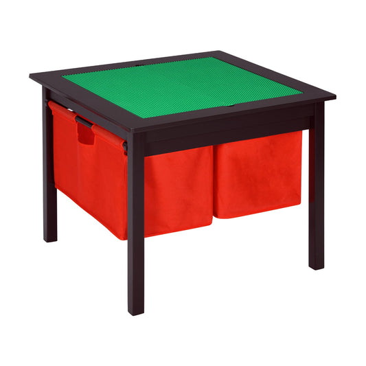 2-in-1 Kids Double-sided Activity Building Block Table with Drawers, Brown Kids Table & Chair Sets Brown at Gallery Canada
