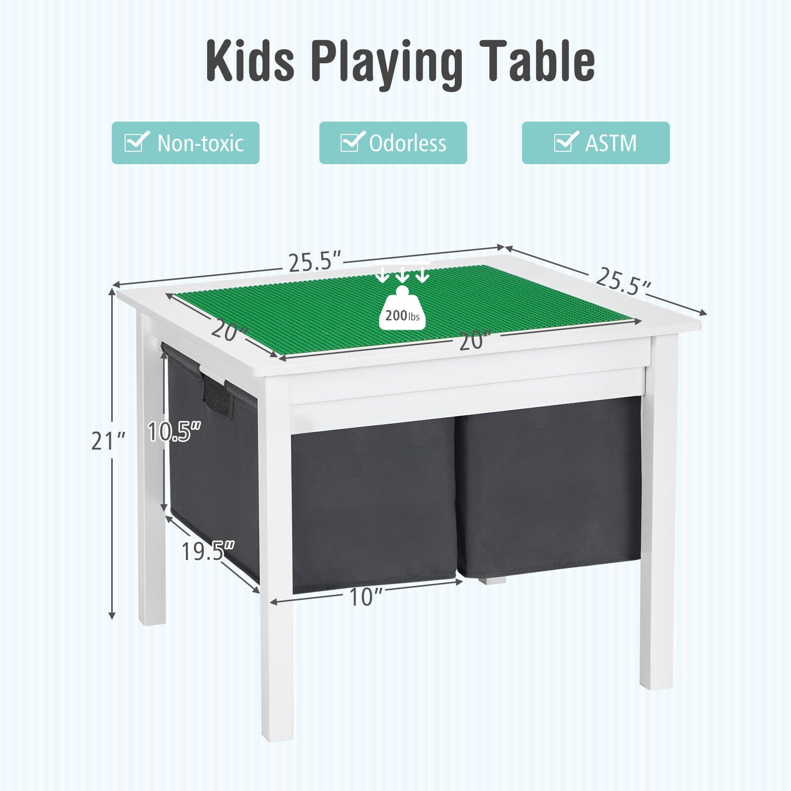 2-in-1 Kids Double-sided Activity Building Block Table with Drawers, White Kids Table & Chair Sets at Gallery Canada