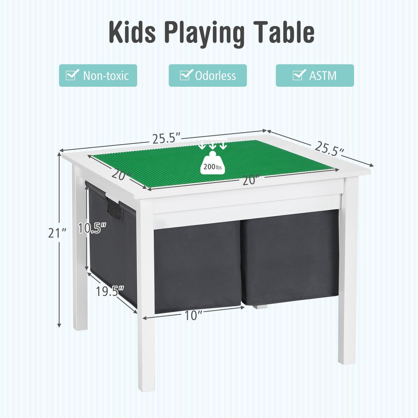 2-in-1 Kids Double-sided Activity Building Block Table with Drawers, White Kids Table & Chair Sets at Gallery Canada