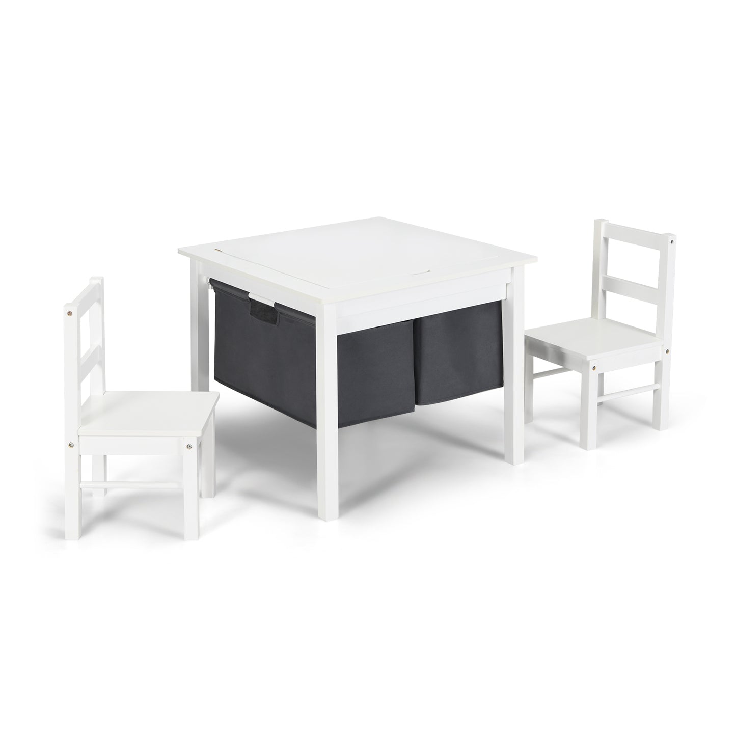 Kids Activity Table And 2 Chairs Set, Building Block Table With Storage, White Kids Table & Chair Sets White at Gallery Canada