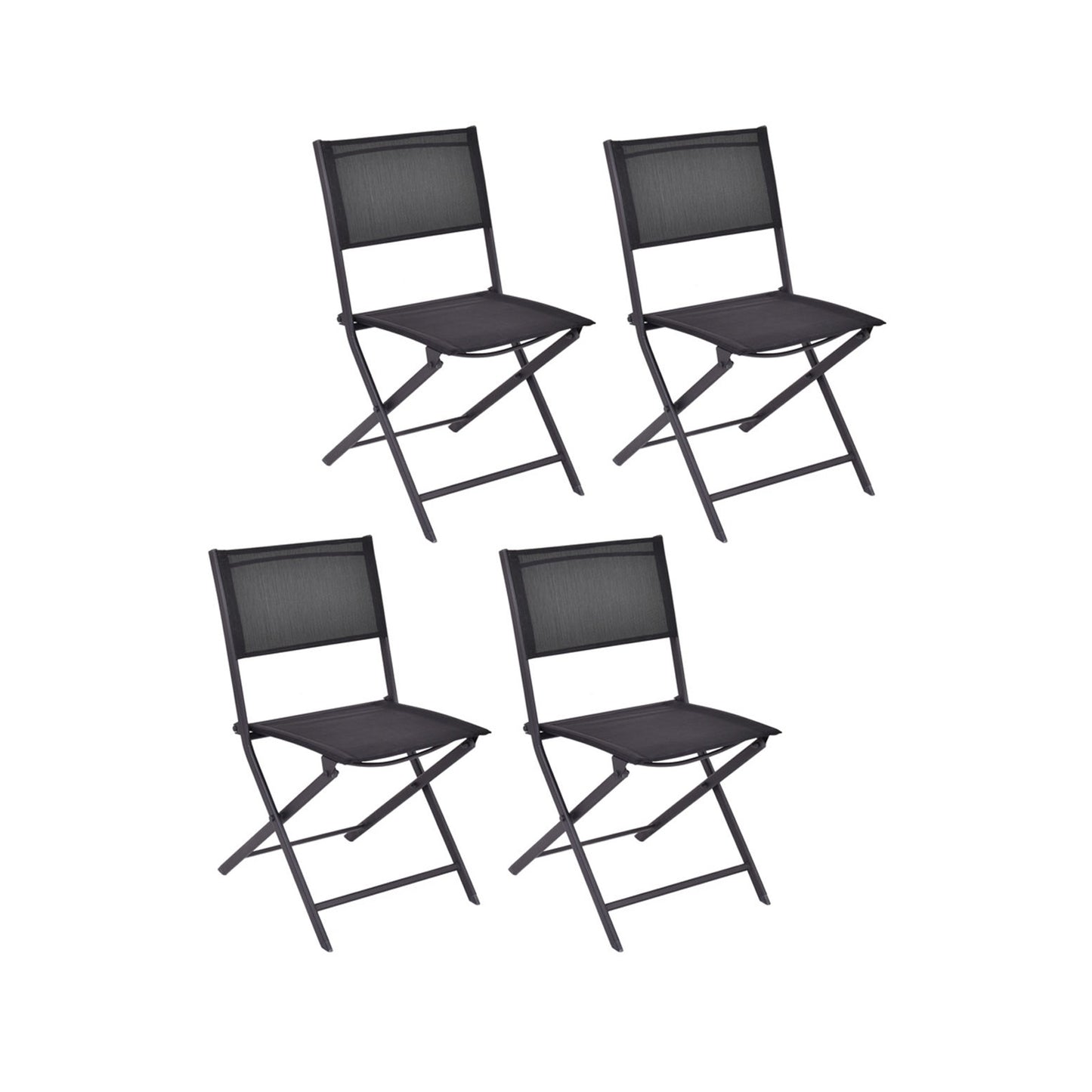 Ensemble de 4 chaises pliantes pour patio extérieur, noir