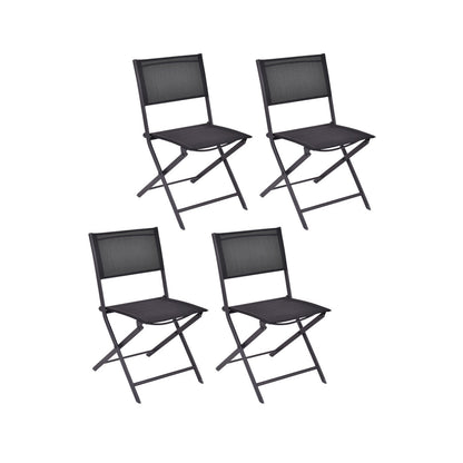 Ensemble de 4 chaises pliantes pour patio extérieur, noir