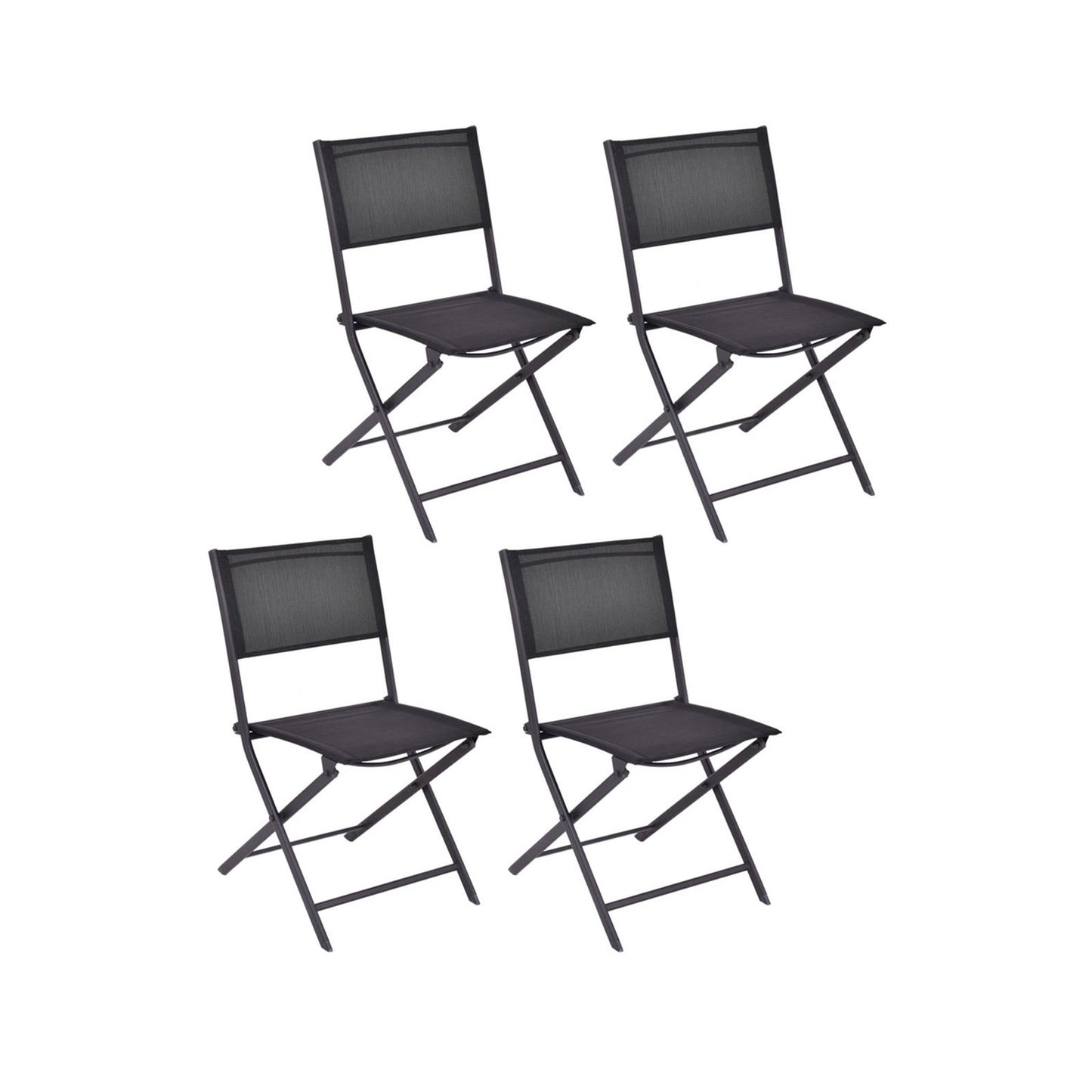 Outdoor Patio Folding Chairs Set of 4, Black Patio Dining Chairs at Gallery Canada