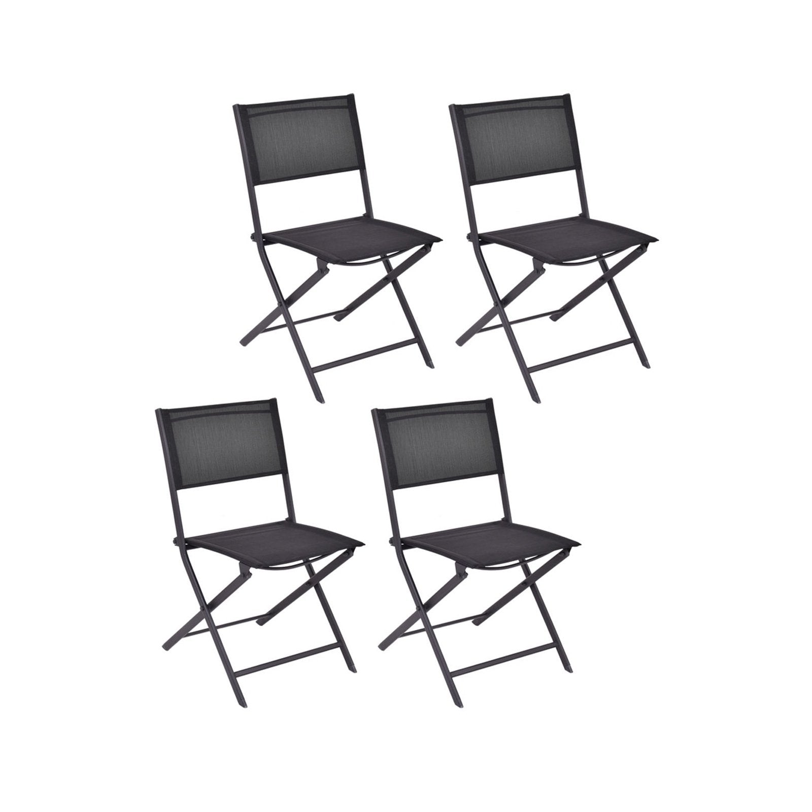 Outdoor Patio Folding Chairs Set of 4, Black Patio Dining Chairs at Gallery Canada