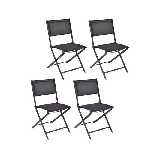 Outdoor Patio Folding Chairs Set of 4, Black Patio Dining Chairs Black at Gallery Canada
