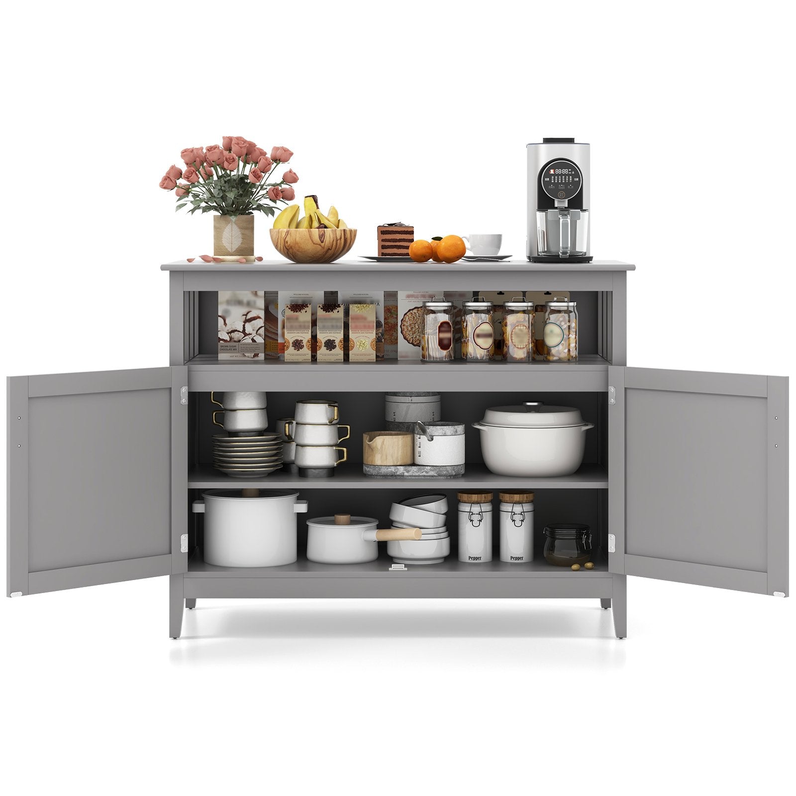 Modern Practical Wooden Kitchen Lockers with Large Storage Space, Gray at Gallery Canada