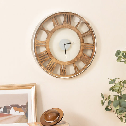 16 / 20 Inch Silent Wall Clock with Classic Frame and Classic Roman Number-16 Inch, Natural Decorative Accessories S at Gallery Canada