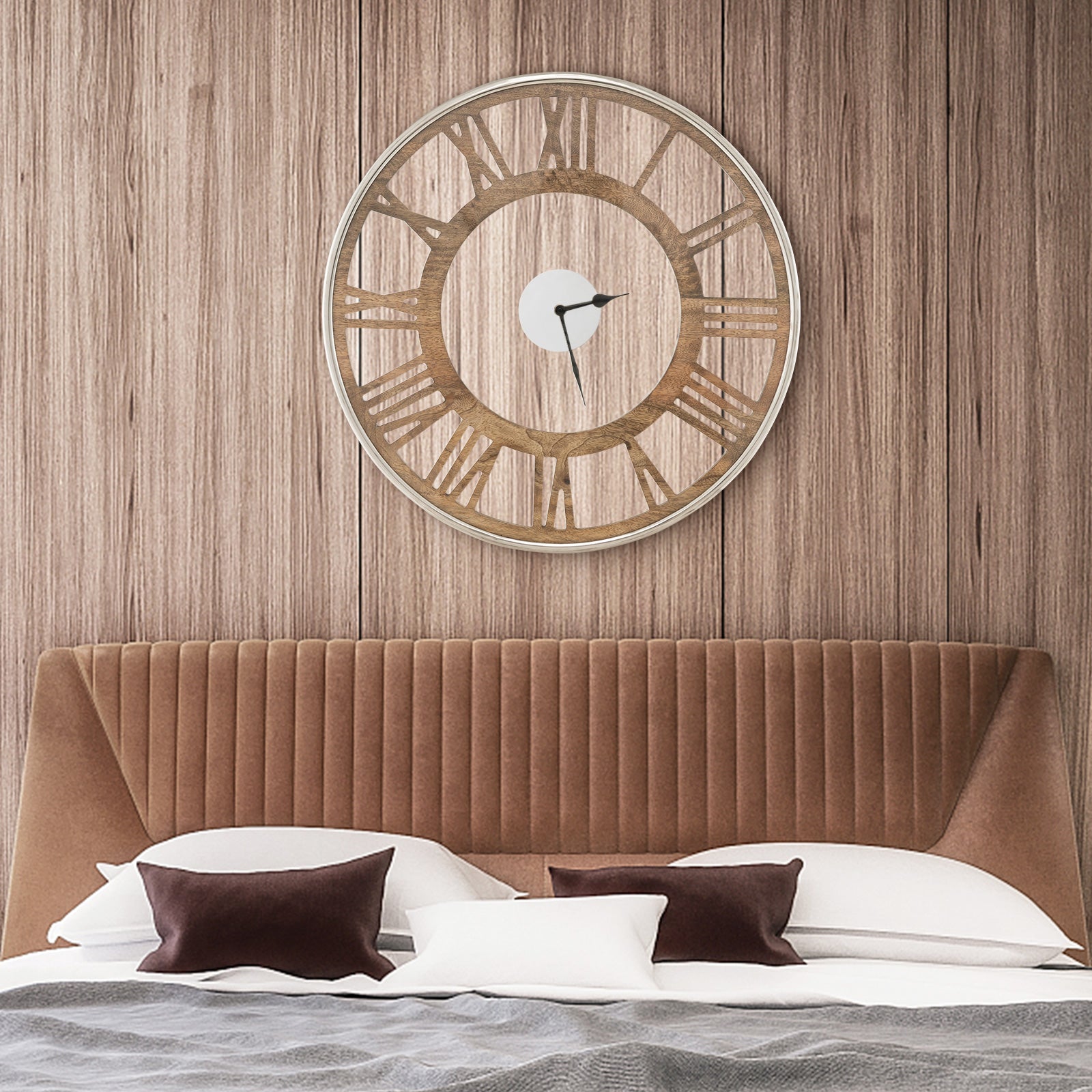 16 / 20 Inch Silent Wall Clock with Classic Frame and Classic Roman Number-16 Inch, Natural Decorative Accessories at Gallery Canada